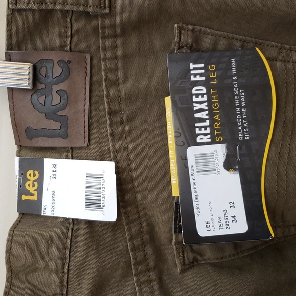 NWT Lee Men's Relaxed Fit, Straight Leg, Flannel Lined Pants, Size 34", 32" - Picture 8 of 9